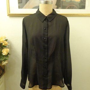 Hillard & Hanson Black Pinstripe Button Down Shirt